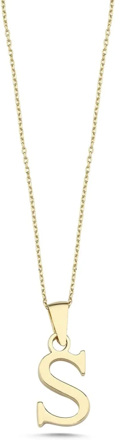 100% 14k Real Gold Necklace for Women | Dainty Charm Alphabet Name Letter Initial Necklaces for Women | Custom Pendant Jewelry for Her | Birthday Gifts for Women & Girls | 18''