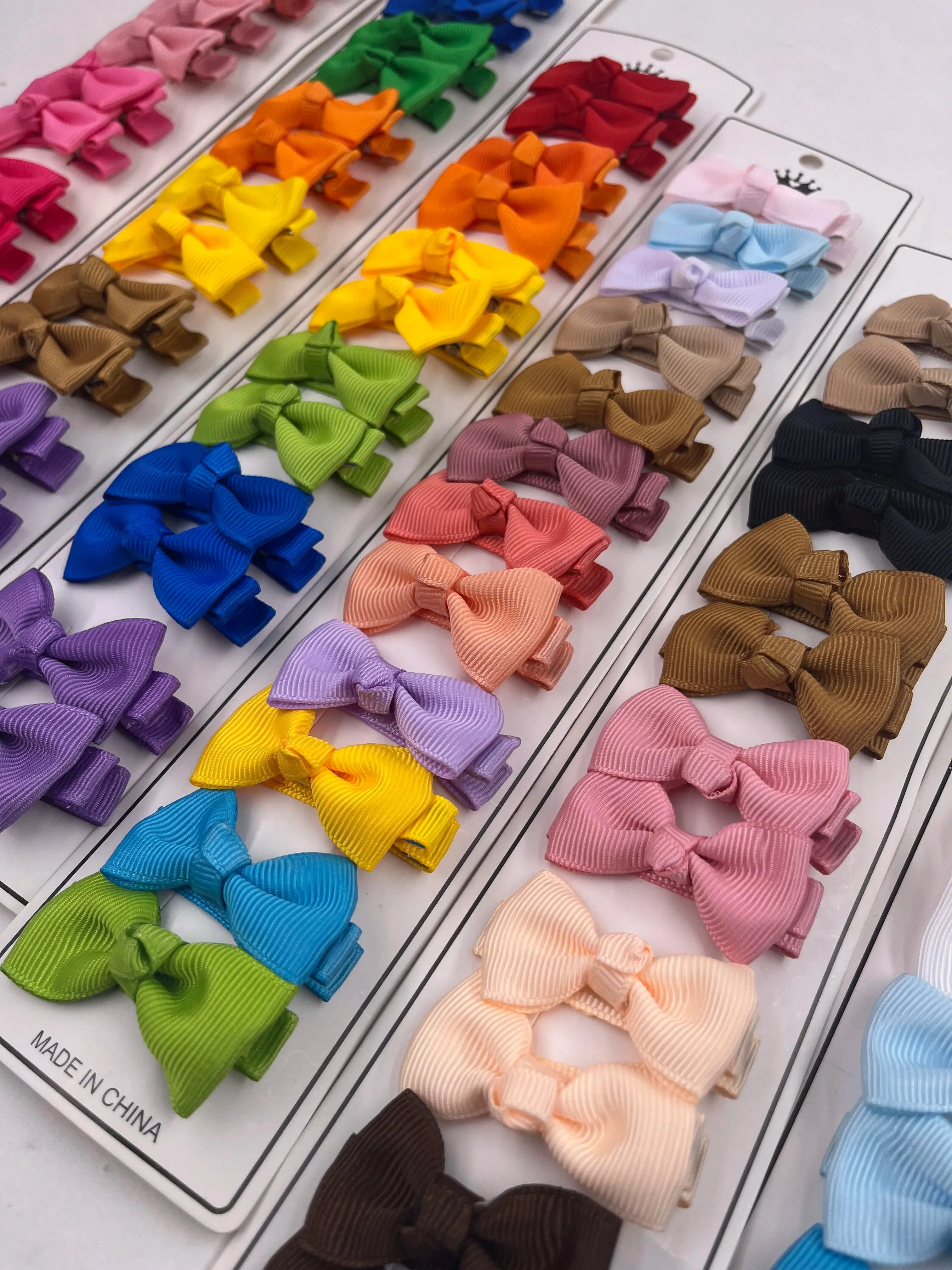 12Pcs/Lot/12Pcs 4.5cm Solid Grosgrain Ribbon Bowknot Kids Hair Clips Handmade Bows Baby Girls Barrettes Hairpins Photo Props Gift Set