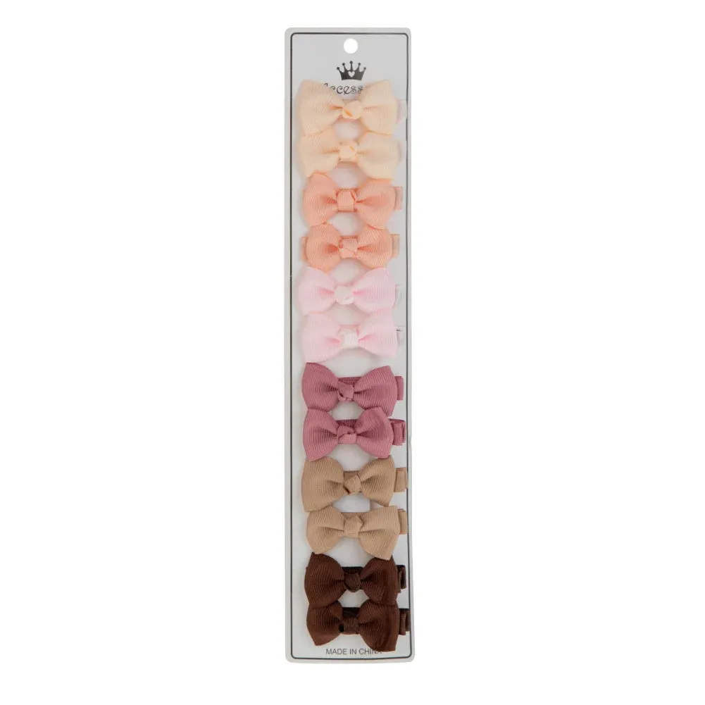 12Pcs/Lot/12Pcs 4.5cm Solid Grosgrain Ribbon Bowknot Kids Hair Clips Handmade Bows Baby Girls Barrettes Hairpins Photo Props Gift Set