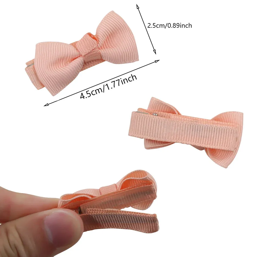 12Pcs/Lot/12Pcs 4.5cm Solid Grosgrain Ribbon Bowknot Kids Hair Clips Handmade Bows Baby Girls Barrettes Hairpins Photo Props Gift Set