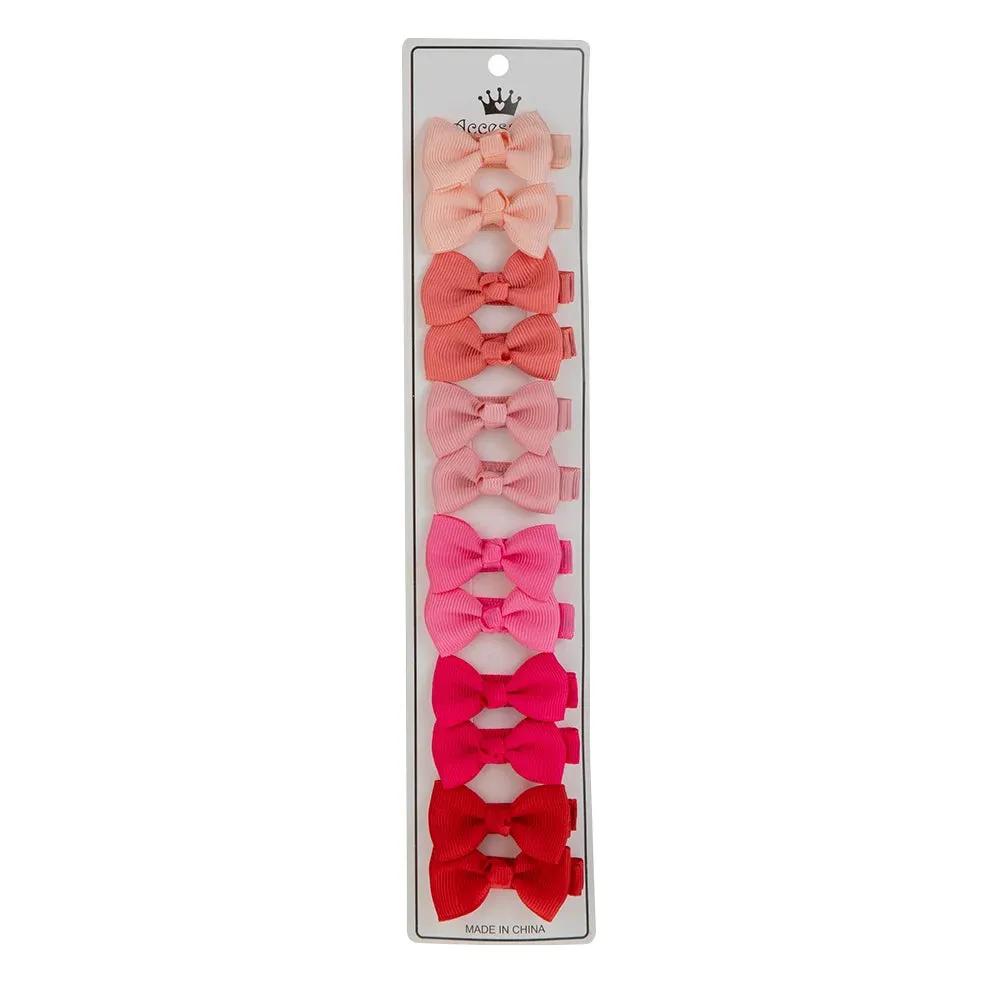 12Pcs/Lot/12Pcs 4.5cm Solid Grosgrain Ribbon Bowknot Kids Hair Clips Handmade Bows Baby Girls Barrettes Hairpins Photo Props Gift Set
