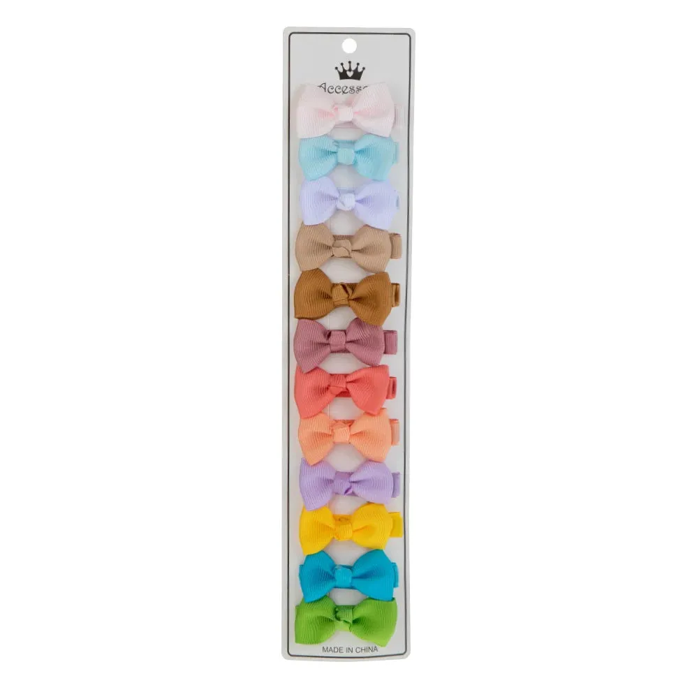 12Pcs/Lot/12Pcs 4.5cm Solid Grosgrain Ribbon Bowknot Kids Hair Clips Handmade Bows Baby Girls Barrettes Hairpins Photo Props Gift Set