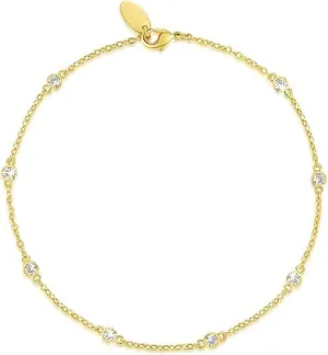 14K Gold Anklets for Women Non Tarnish 1/5 Carat Diamond Ankle Bracelets Waterproof Anklet Bracelet for Womens Box Station Chain Design Jewelry 3 Sizes 9/10/11in