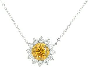 14K Gold Colorful Sunflower Necklace for Women with 1ct Shiny VVS1 Diamond Pendant, Timeless Elegance for Formal Events, Option for Gifting to Your Special Someone