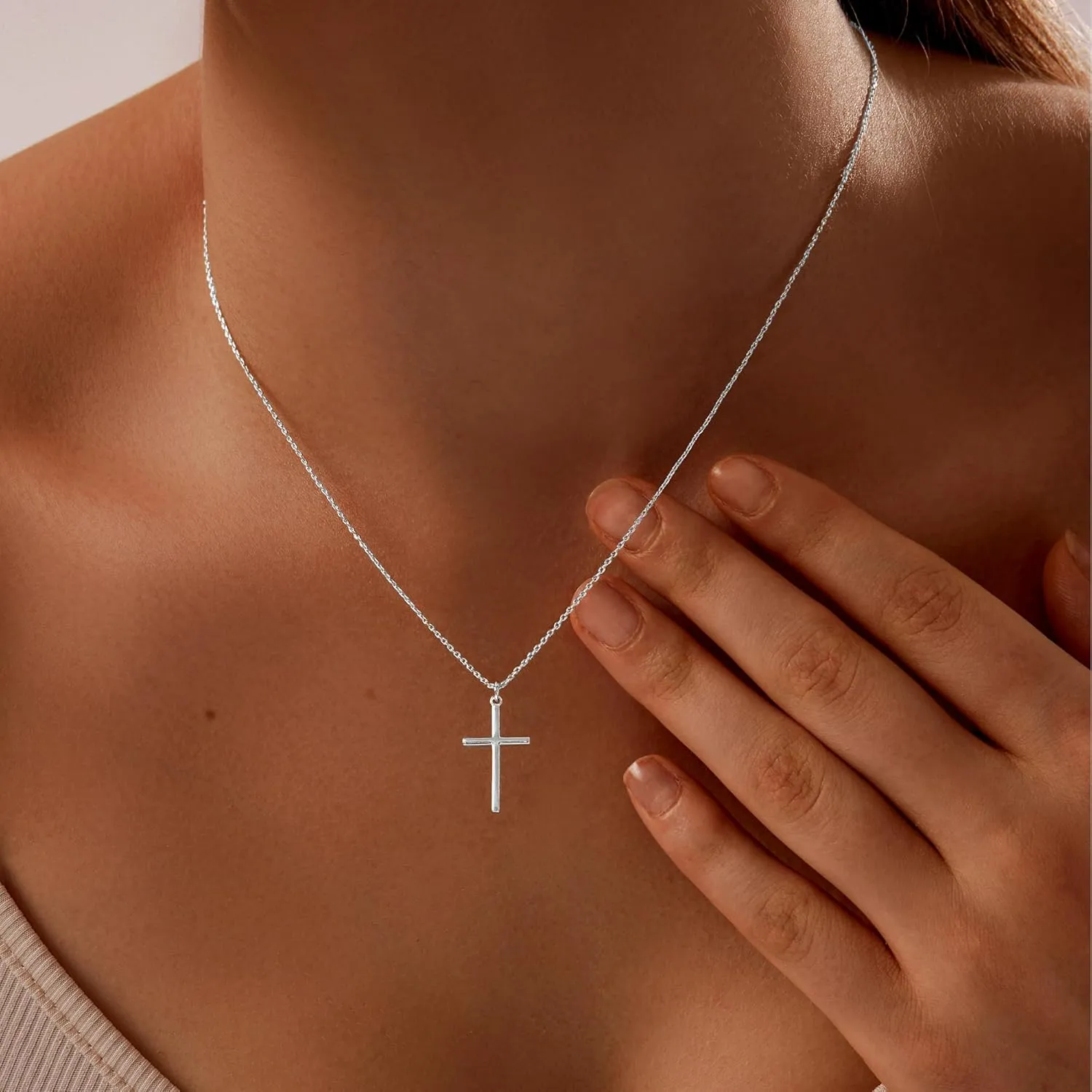 14K Gold Plated/Sterling Silver Cross Necklace for Women Dainty Tiny/Simple/Mini/Classic/Double CZ/Pearl set Cross Pendant Necklace Jewelry Gifts for Women