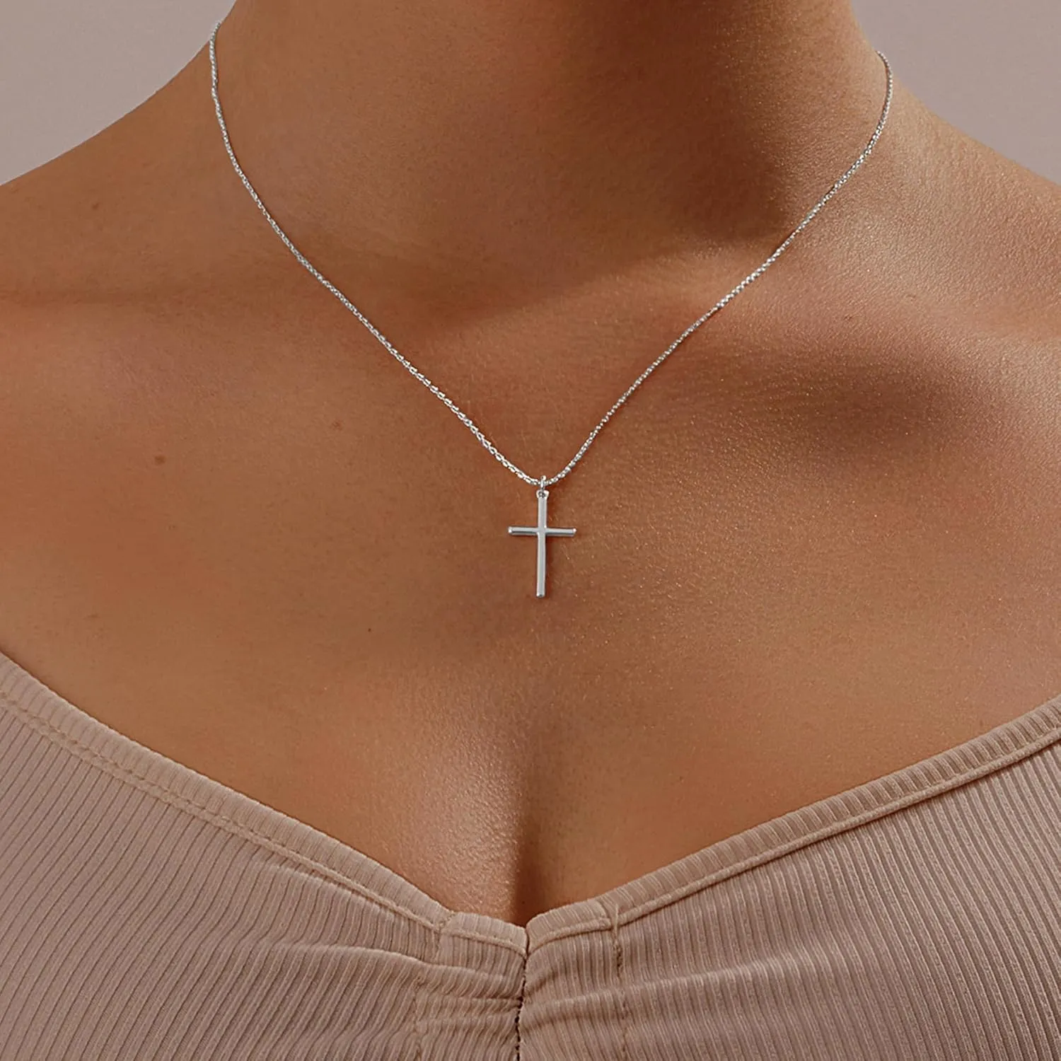 14K Gold Plated/Sterling Silver Cross Necklace for Women Dainty Tiny/Simple/Mini/Classic/Double CZ/Pearl set Cross Pendant Necklace Jewelry Gifts for Women