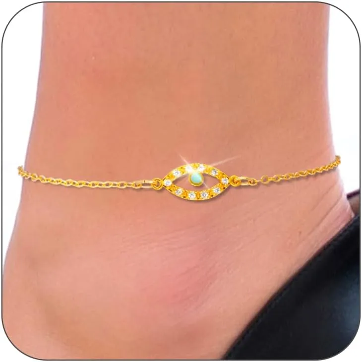 18K Gold Ankle Bracelets For Women AAA  Cubic Zirconia Ankle Bracelet Waterproof Not Tarnish Women's Anklet Adjustable Link Chain