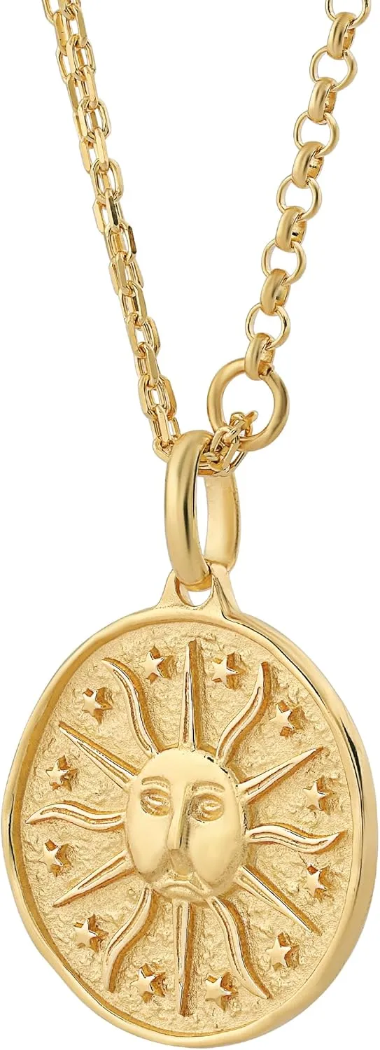 18K Gold Vermeil Sun and Nature-Themed Necklaces for Women, Celestial and Ocean-Inspired Pendants, Dainty Jewelry, deal Gifts for Her