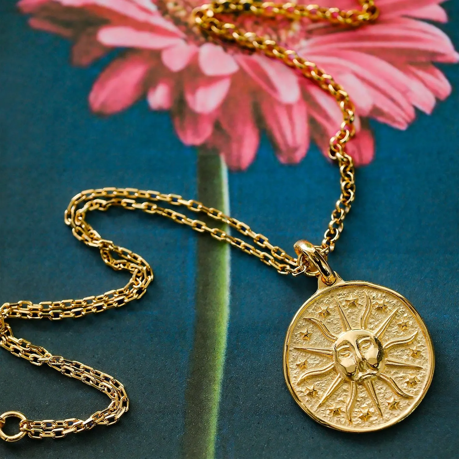 18K Gold Vermeil Sun and Nature-Themed Necklaces for Women, Celestial and Ocean-Inspired Pendants, Dainty Jewelry, deal Gifts for Her