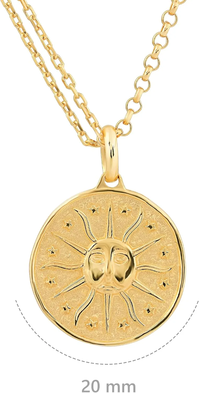18K Gold Vermeil Sun and Nature-Themed Necklaces for Women, Celestial and Ocean-Inspired Pendants, Dainty Jewelry, deal Gifts for Her