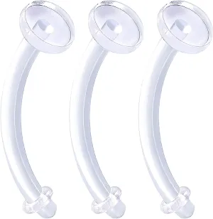 3pcs 14g Belly Button Rings Navel Piercing Retainer Clear Flexible Acrylic Bioflex Rubber O Rings Jewelry Pick Size
