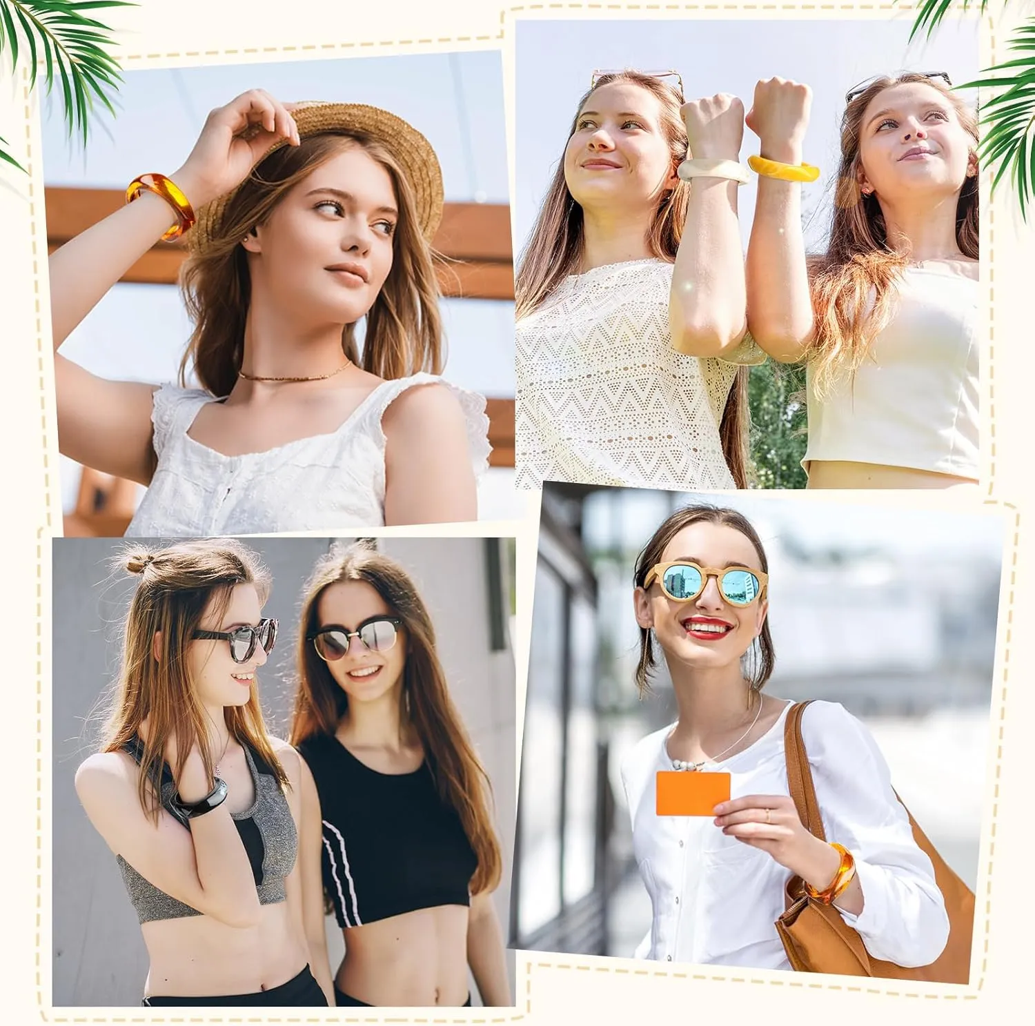 4 Pcs Colorful Square Acrylic Resin Bangle Bracelet Wide Geometric Irregular Wristbands Women