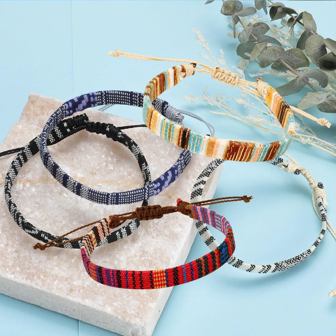 5pcs Bracelet For Men, Ankle Bracelet for Women, Unisex Handmade Waterproof Surfer Beach Men's Bracelet, Colorful Anklet Bracelet String Rope Jewelry for Women Men Teen Girls Friendship Bracelets
