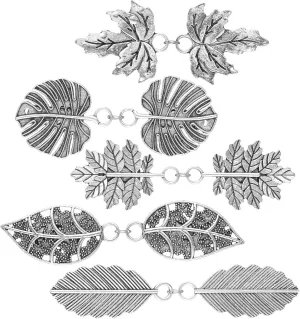 5Pcs Shawl Clips Cardigan Collar Clips Cloak Clasp Vintage Leaf Shape Sweater Clasp Silver Cinch Clip Retro Cloak Brooches Silver Shawl Pins for Women Clothing