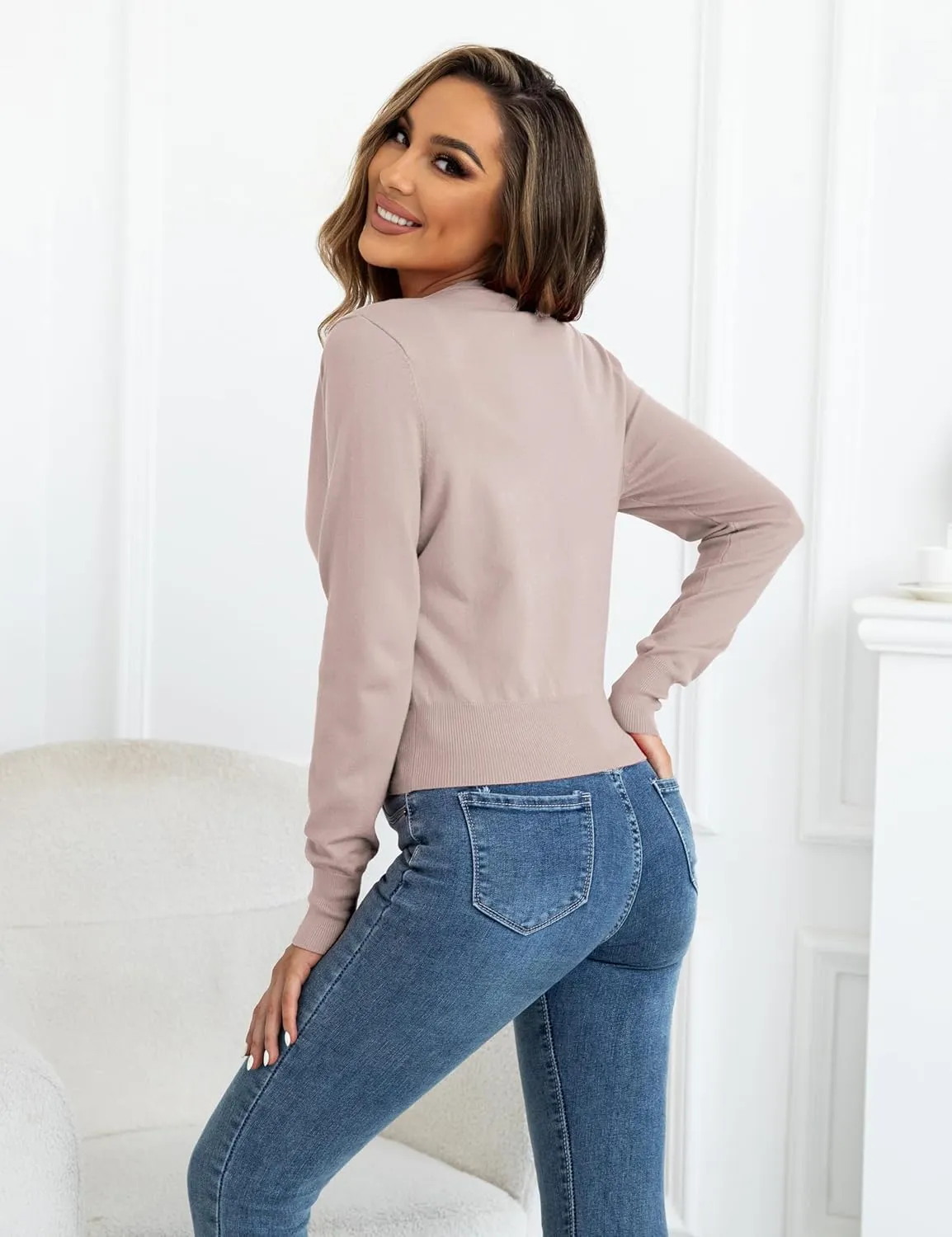 Ahlaray Women's Cropped Cardigans Sweaters Button Down Open Front Bolero Shrugs for Dresses, S-XL