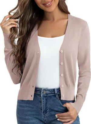 Ahlaray Women's Cropped Cardigans Sweaters Button Down Open Front Bolero Shrugs for Dresses, S-XL