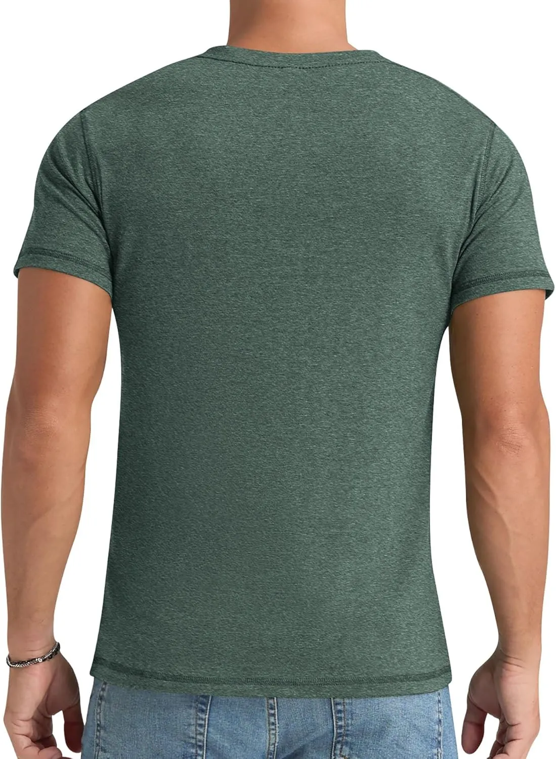 Aimeilgot Mens Henley Shirts Short Sleeve Casual Washed Retro T-Shirts Slim Fit Soft Cotton Classic Summer Basic Tees