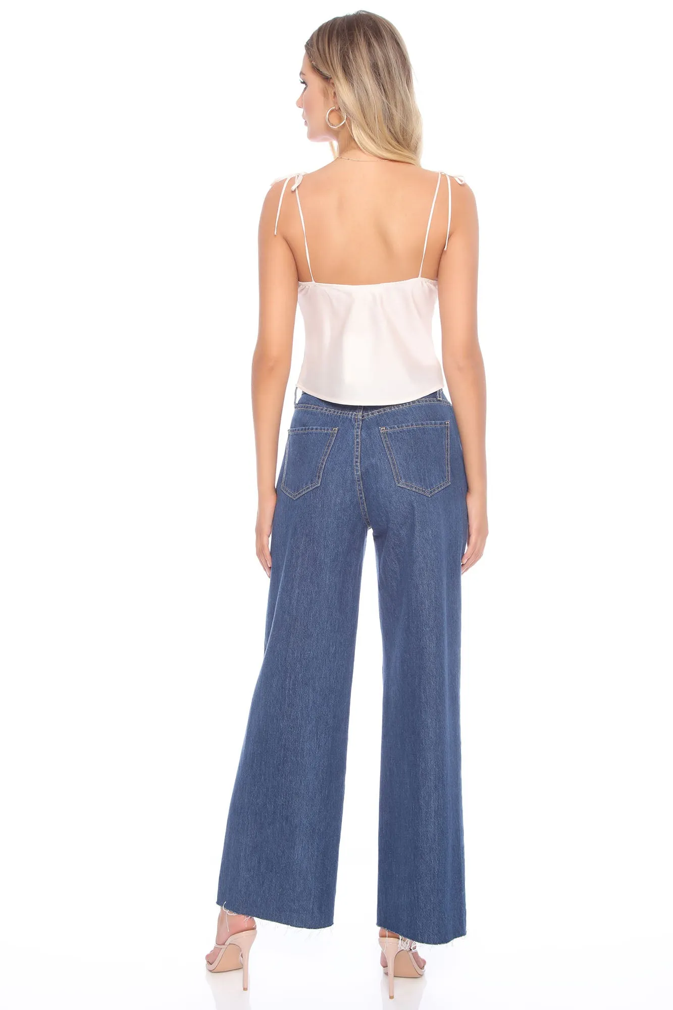 Alessandra Satin Crop Top - Cream