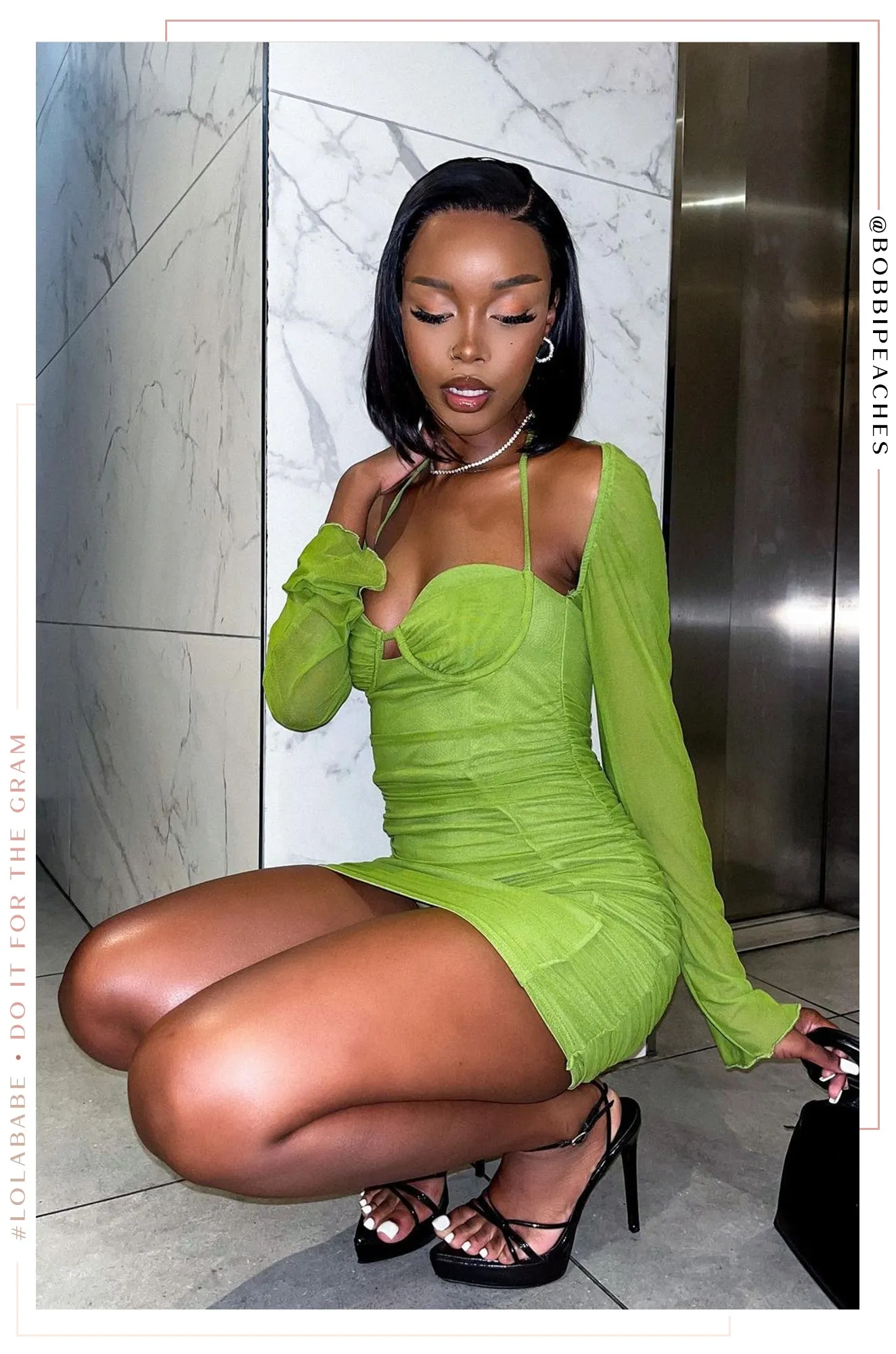 Alezia Long Sleeve Mini Dress - Green