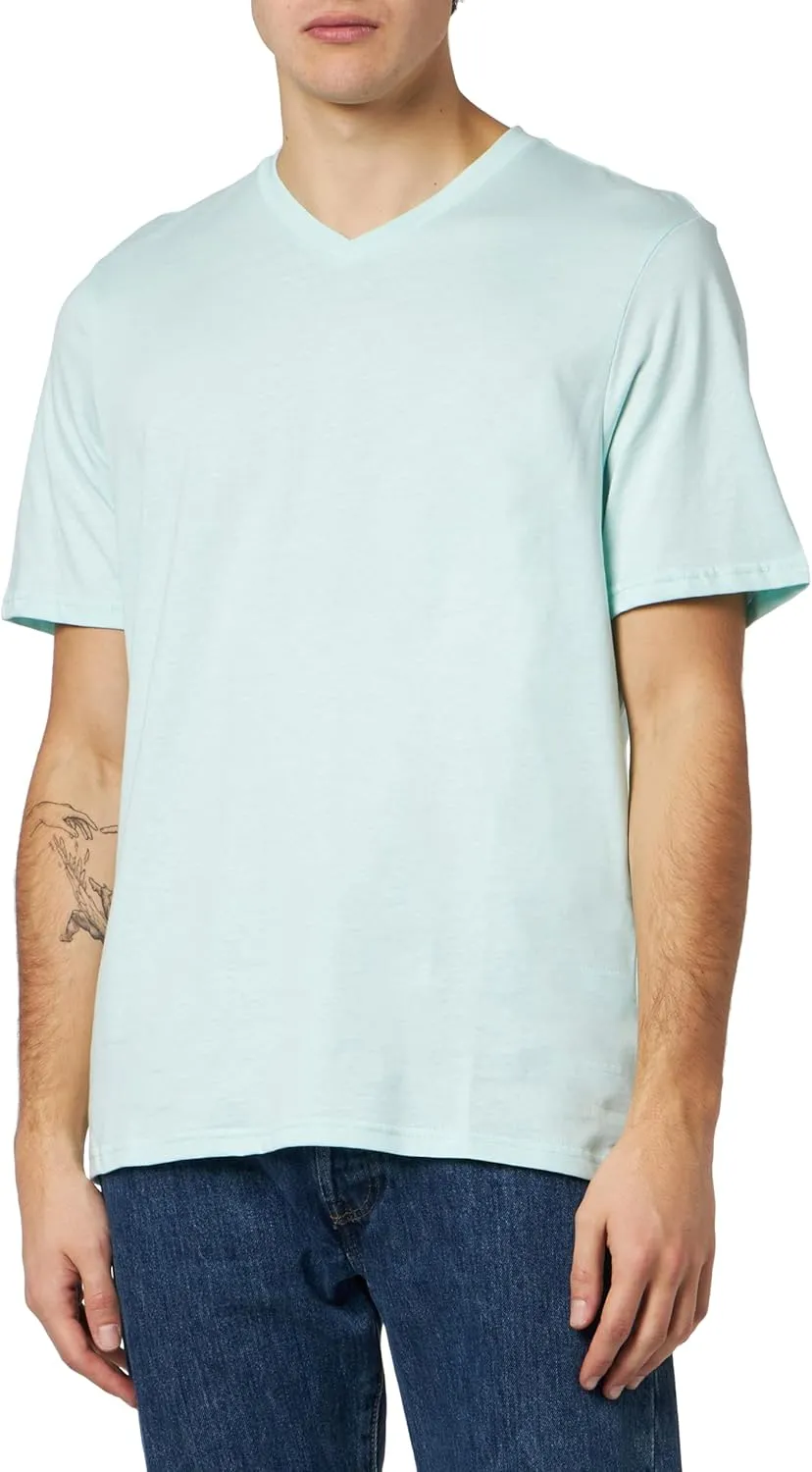 Amazon Essentials Men's T-Shirt Regular-Fit Short-Sleeve V-Neck (Available in Big & Tall), Pack of 2