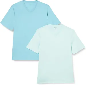 Amazon Essentials Men's T-Shirt Regular-Fit Short-Sleeve V-Neck (Available in Big & Tall), Pack of 2