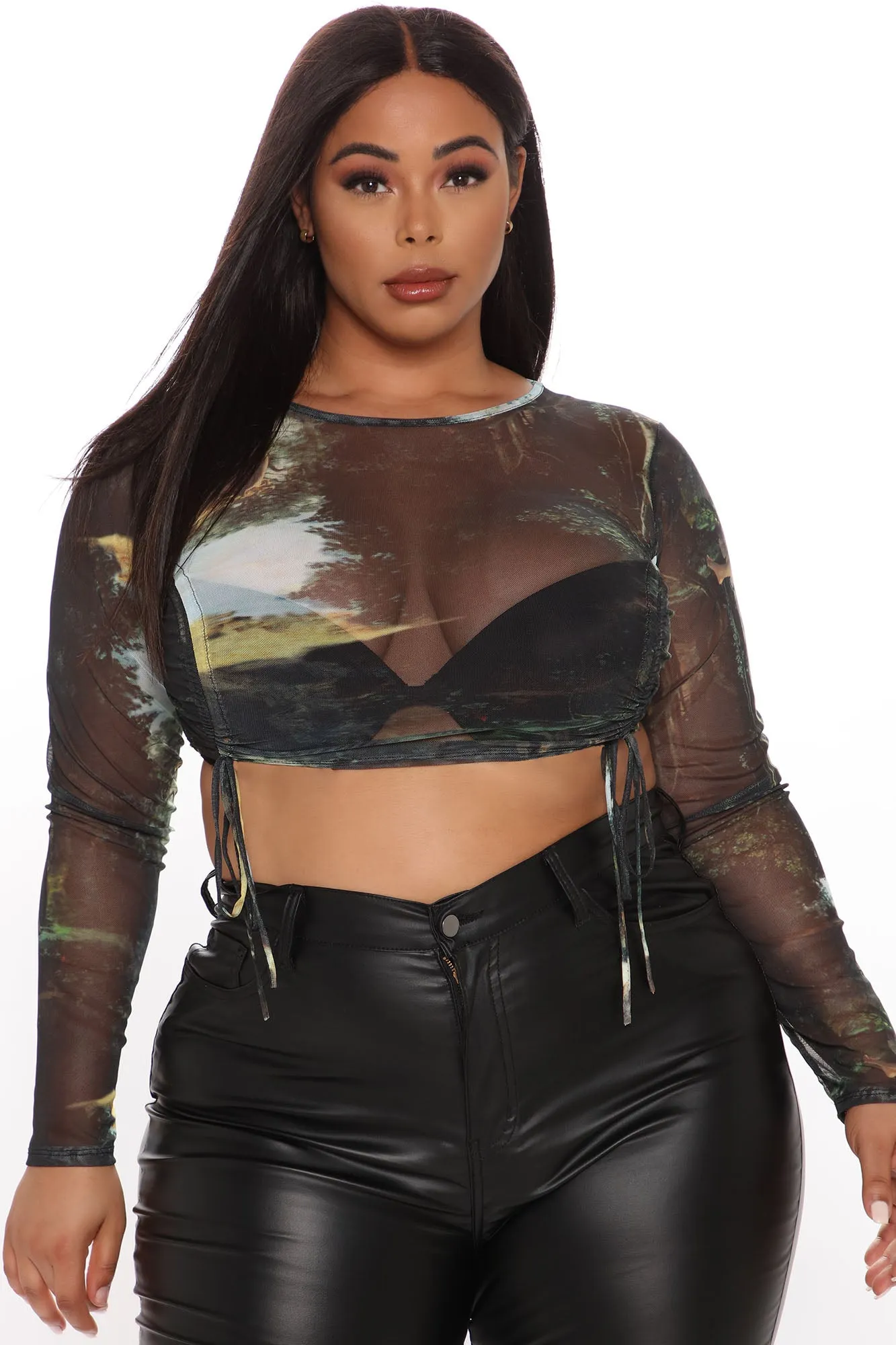 Angelic Bliss Mesh Crop Top - Black/combo