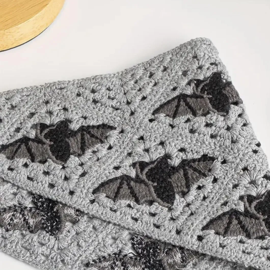 Animal Crochet Bandanas Headbands Hairbands Head Hair Scarf Knitted Floral Hair Accessories for Hair Styling Festival Y2K (Bat)