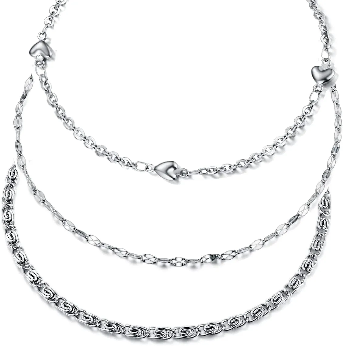 Ankle Bracelet for Women, Stainless Steel Anklets Set 8.2" 2" Adjustable Waterproof Foot Chain Jewelry Gift