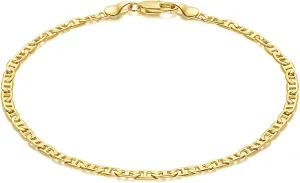 Ankle Bracelets 14K Gold Anklets for Women Waterproof 3.4mm Mariner Chain Anklets for Women Womens Ankle Bracelet Anchor Chain 9 10 11
