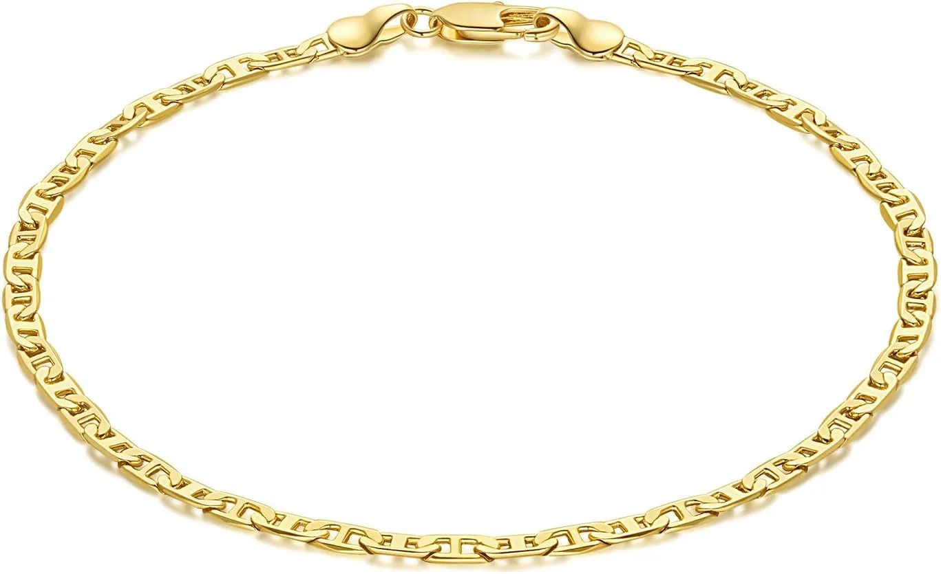 Ankle Bracelets 14K Gold Anklets for Women Waterproof 3.4mm Mariner Chain Anklets for Women Womens Ankle Bracelet Anchor Chain 9 10 11