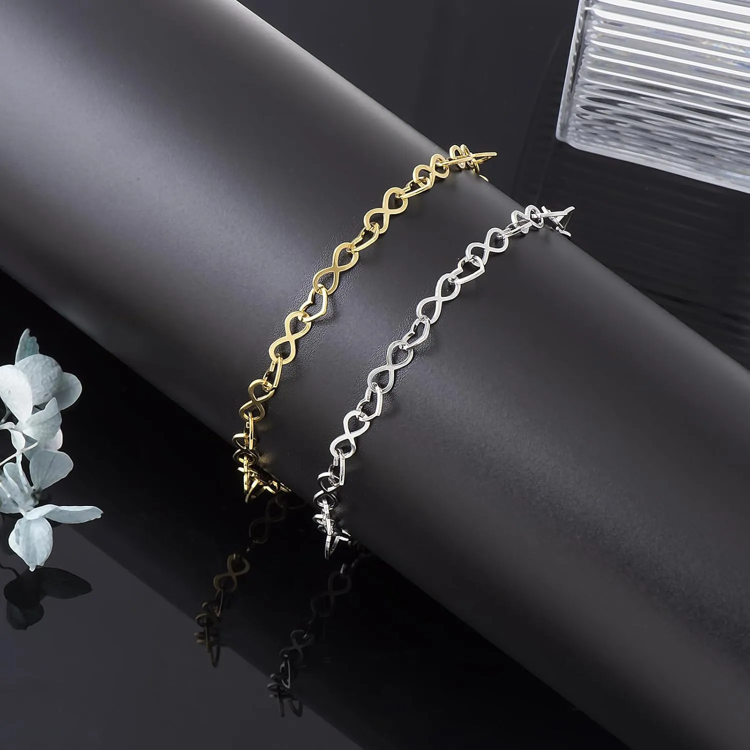 Ankle Bracelets for Women - 14K Gold Anklets for Women Waterproof - Heart Shape Handmade Dainty Layered Rhinestone Anklet - Not Tarnish,Beaded Design,10 Inch for Summer,Beach - Awesome Present