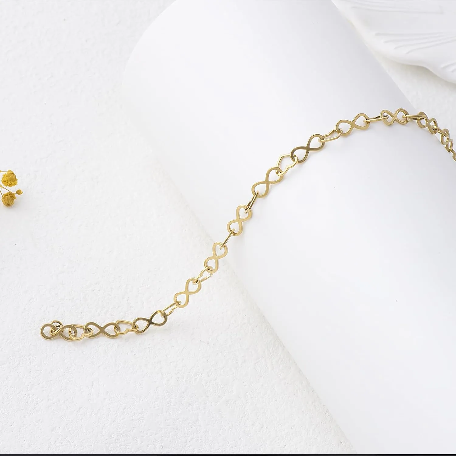 Ankle Bracelets for Women - 14K Gold Anklets for Women Waterproof - Heart Shape Handmade Dainty Layered Rhinestone Anklet - Not Tarnish,Beaded Design,10 Inch for Summer,Beach - Awesome Present