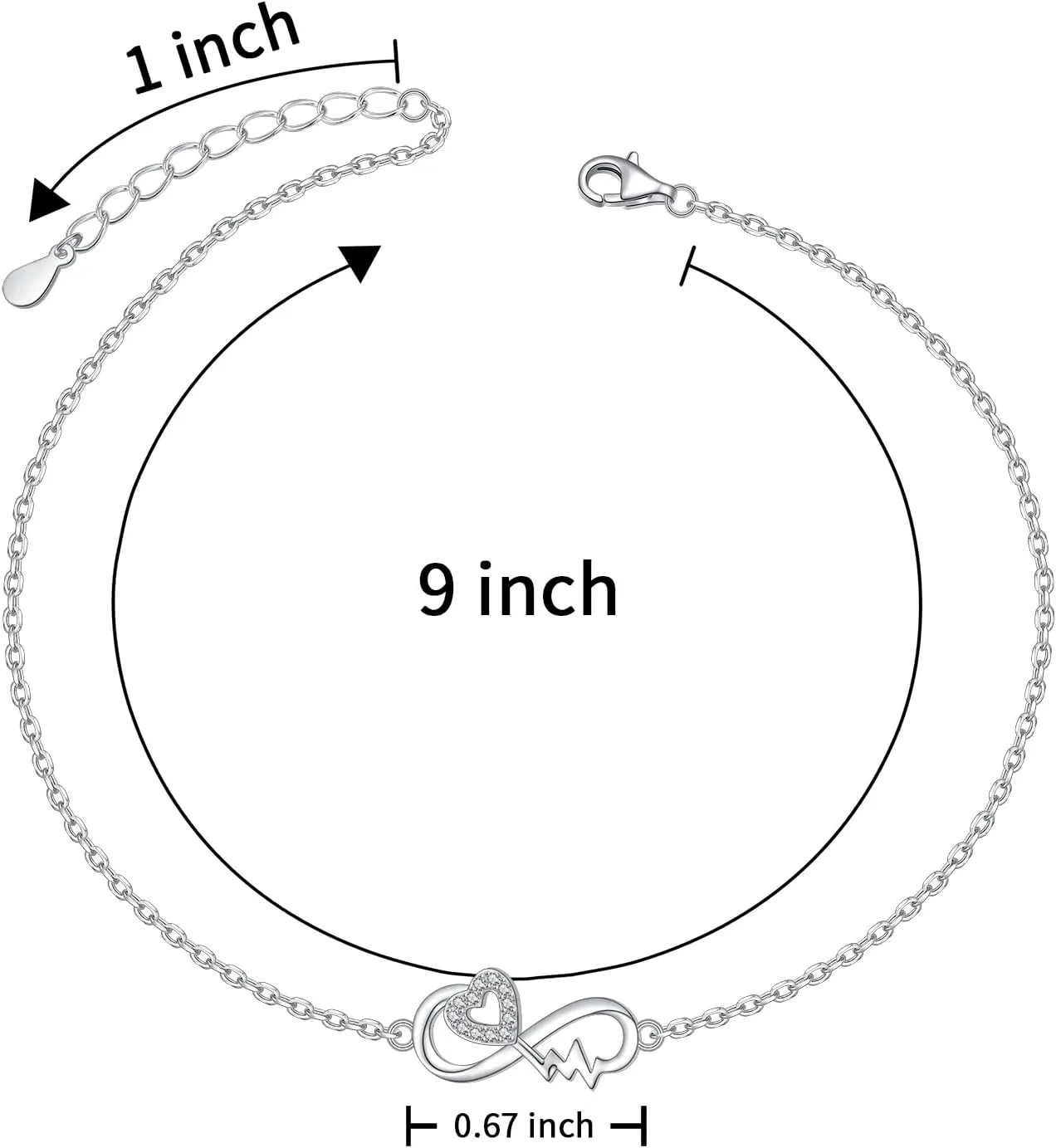 Anklet for Women Sterling Silver Dainty Bead Heart Infinity Star Letter Initial Boho Adjuatable Foot Ankle Bracelet for Women