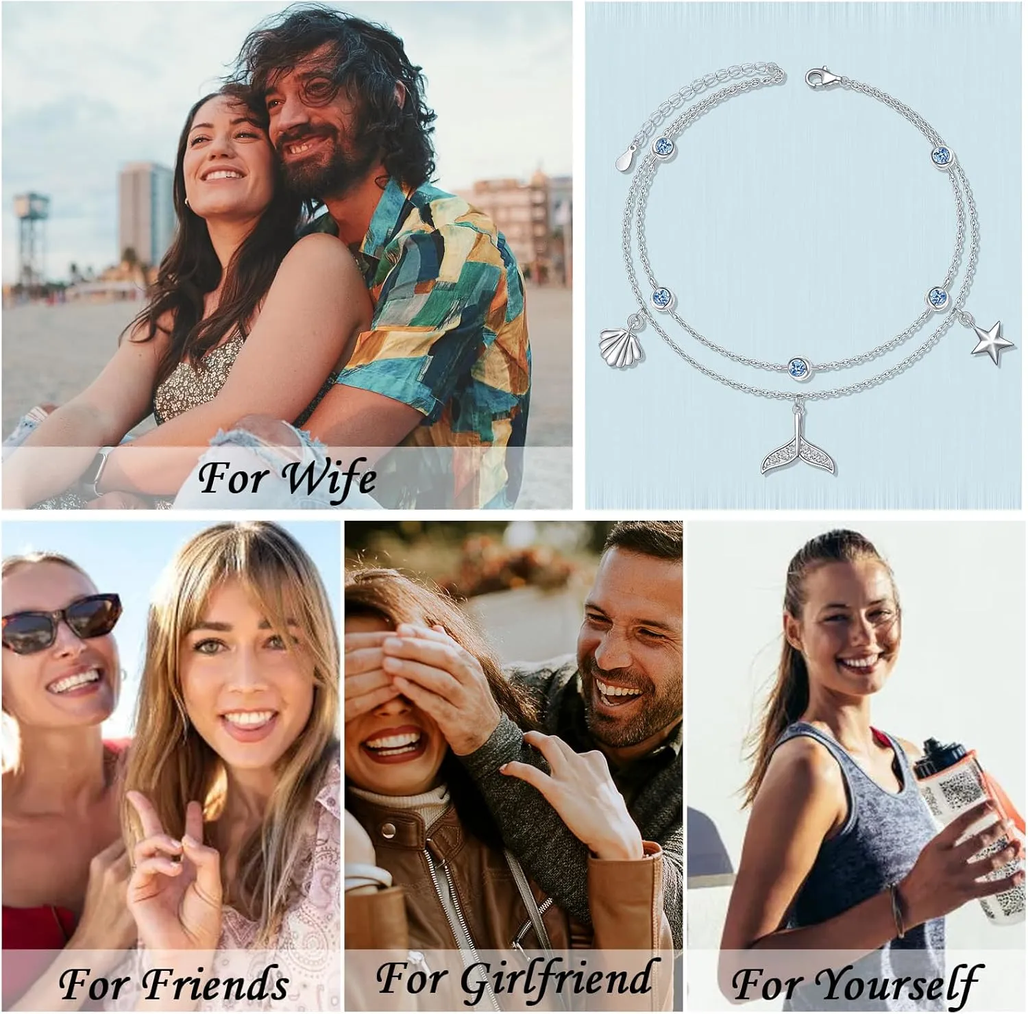 Anklets for Women 925 Sterling Silver Blue Evil Eye Infinity Butterfly Adjustable Multilayer Layered Summer Beach Ankle Bracelet Foot Chain Jewelry for Women
