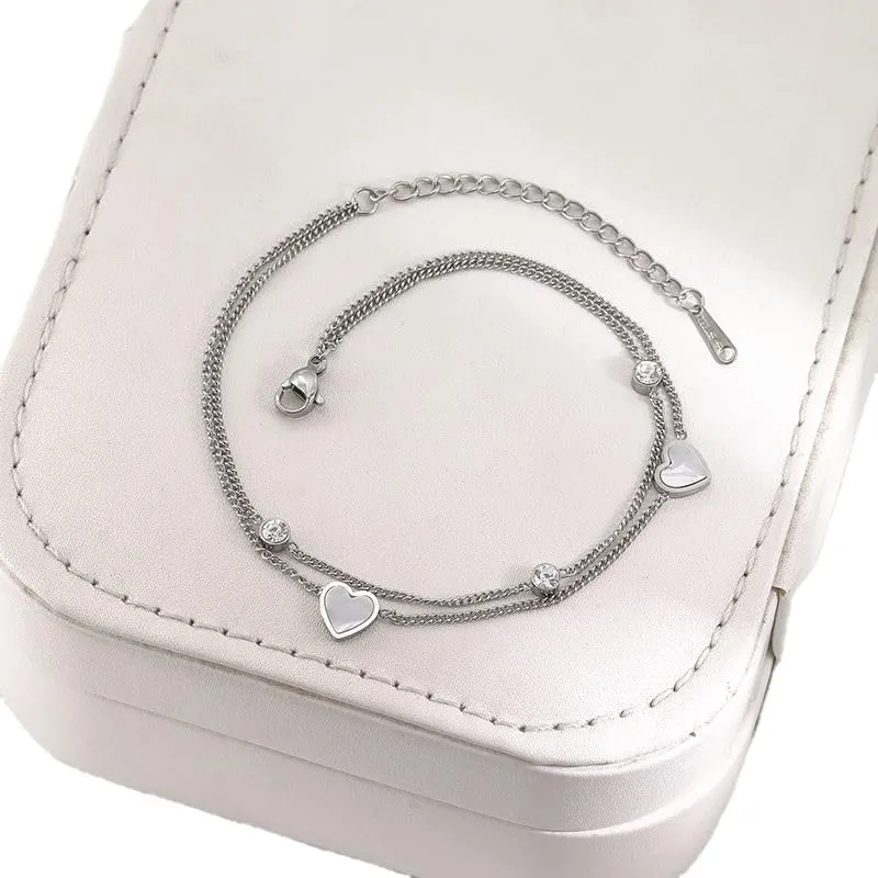 Anklets for Women Waterproof Stainless Steel 18K Gold Plated Stainless Steel Metal Ankle Bracelets for Women Heart Anklet Bracelet Summer Beach All WeatherJewellery