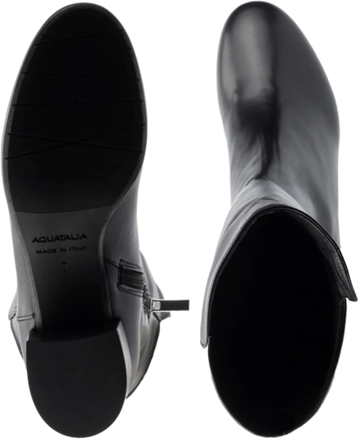 Aquatalia Women's Lizetta Boots, leather upper, fabric lining, round toe, rubber outsole.