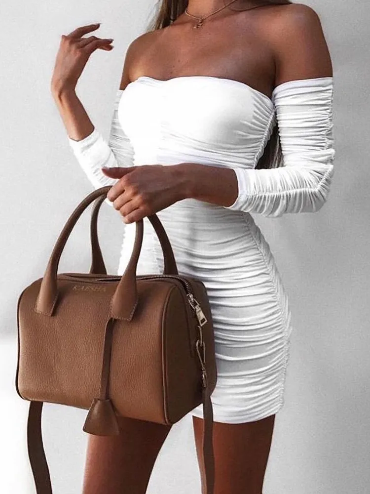 Articat Women Autumn Winter Bandage Dress Women 2020 Sexy Off Shoulder