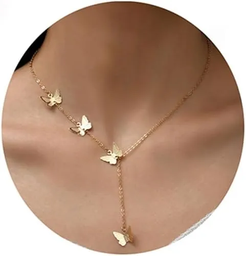 Atiptu Gold Butterfly Neckalces for Women Sexy Clavicle Choker Chain Layered Butterflies Pendants Neck Accessories Fashion Jewerly