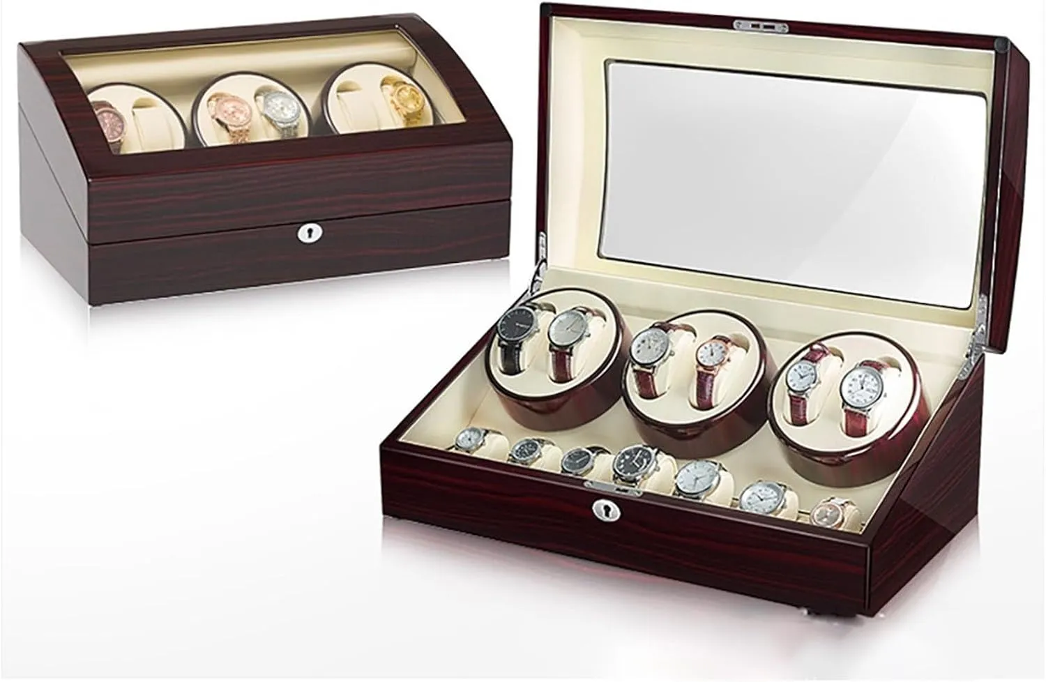Automatic Watch Winder Box For 6 7 Watches Luxury Watch Storage Case With Quiet Motor 5 Rotation Mode The Rotation Stops When The Lid Is Opened,G (E)