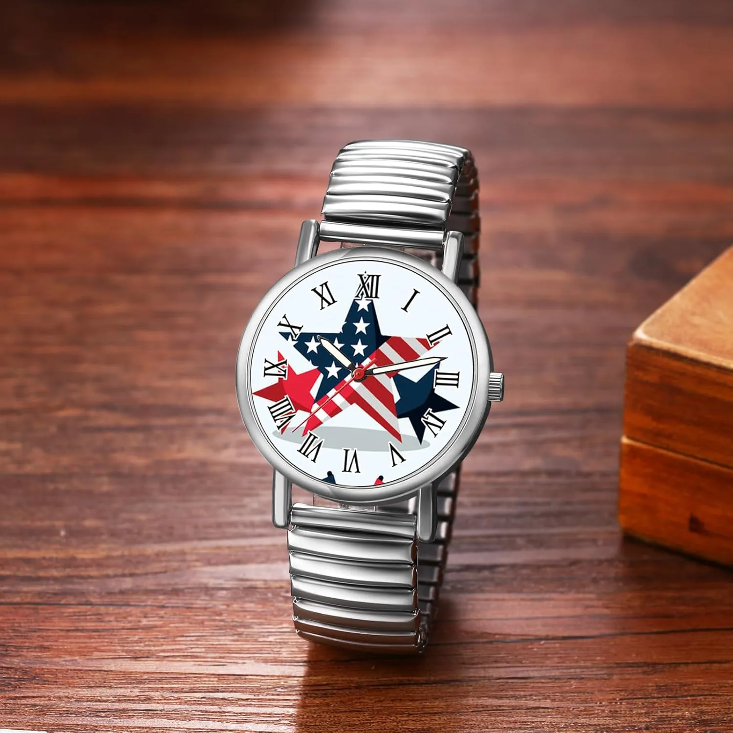 Avaner American Flag Stretch Watches: Elastic Band Analog Quartz Wrist Watches for Men Women