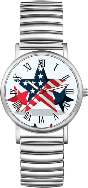 Avaner American Flag Stretch Watches: Elastic Band Analog Quartz Wrist Watches for Men Women