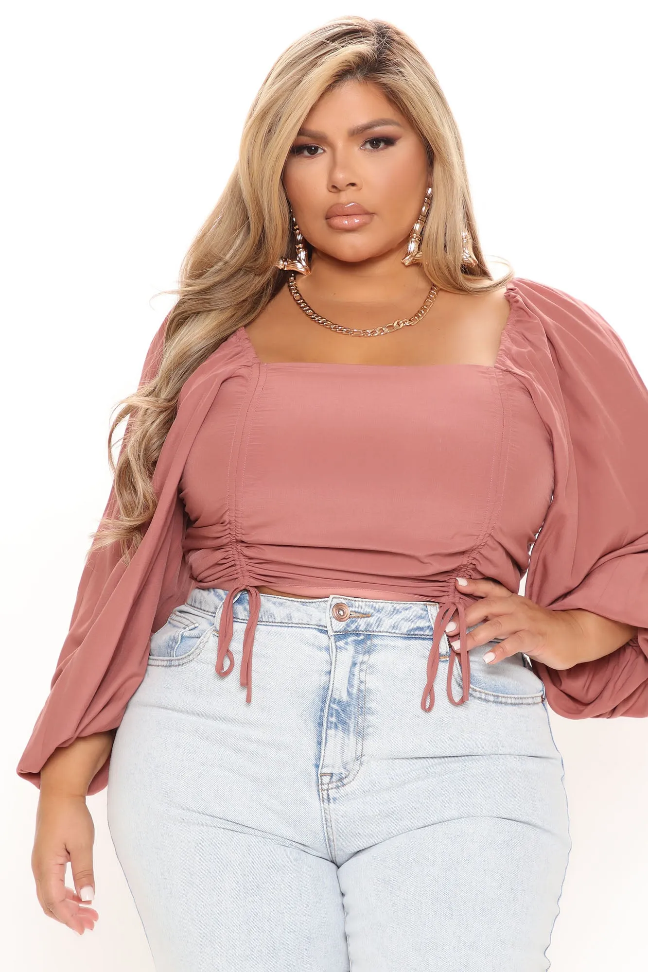 Baddie Moves Ruched Crop Top - Marsala