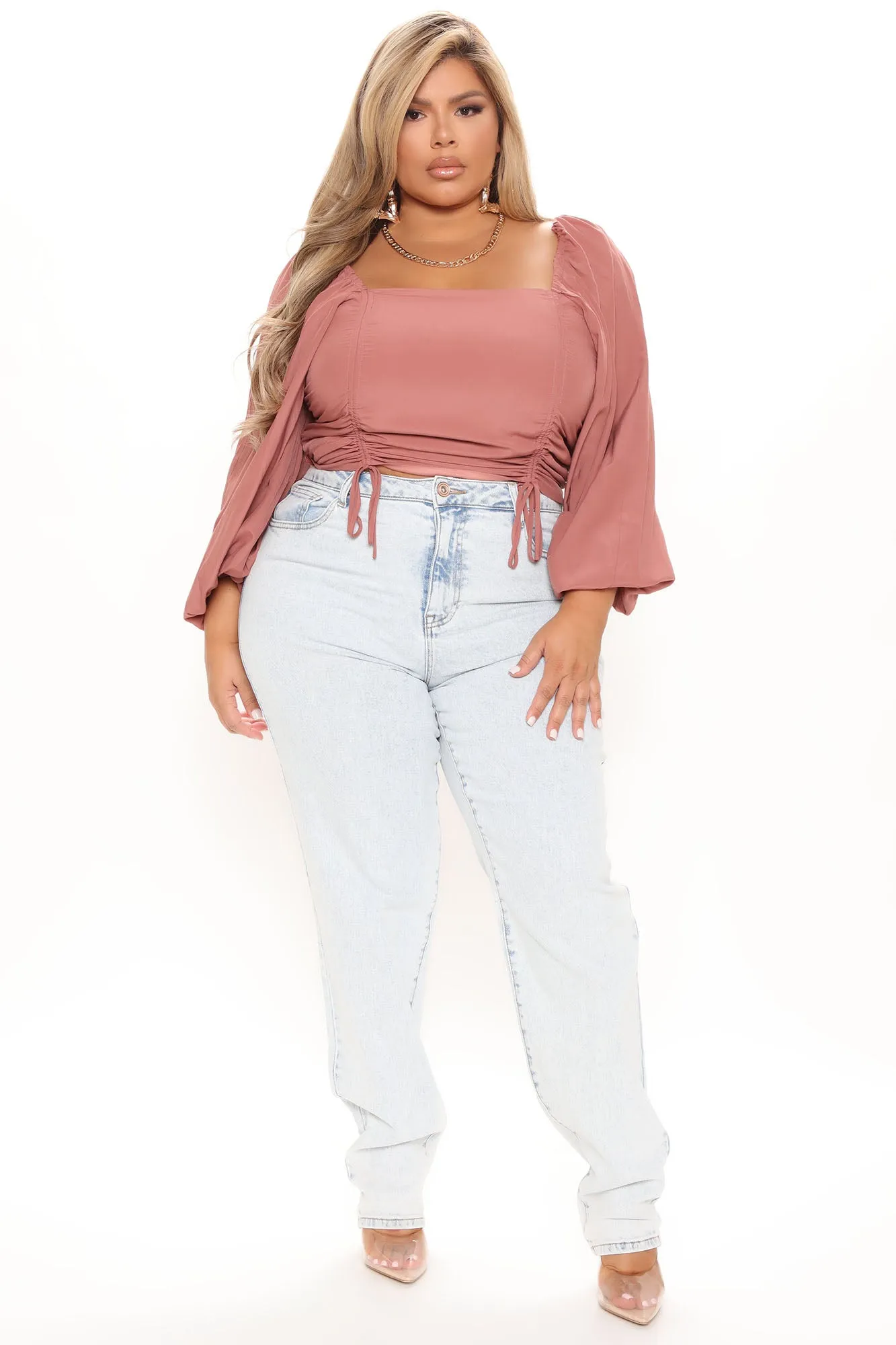 Baddie Moves Ruched Crop Top - Marsala