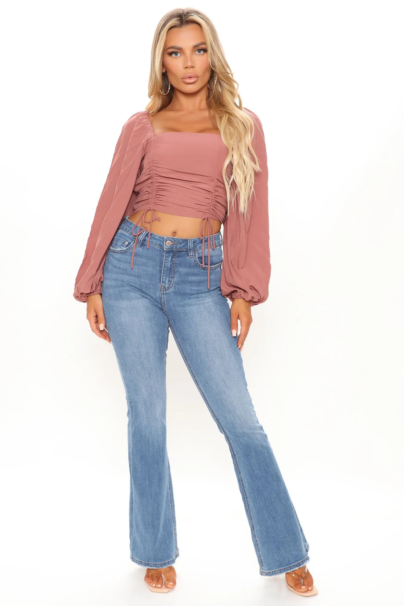 Baddie Moves Ruched Crop Top - Marsala