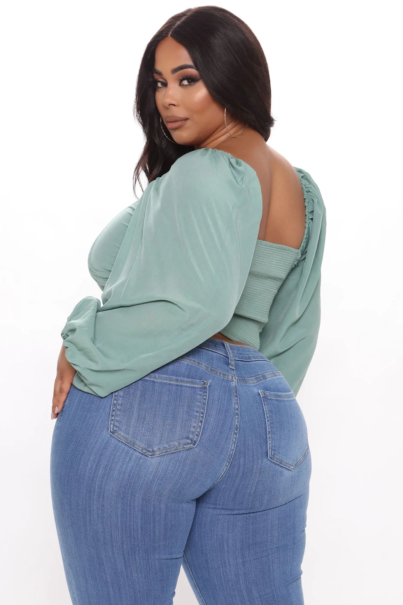 Baddie Moves Ruched Crop Top - Teal
