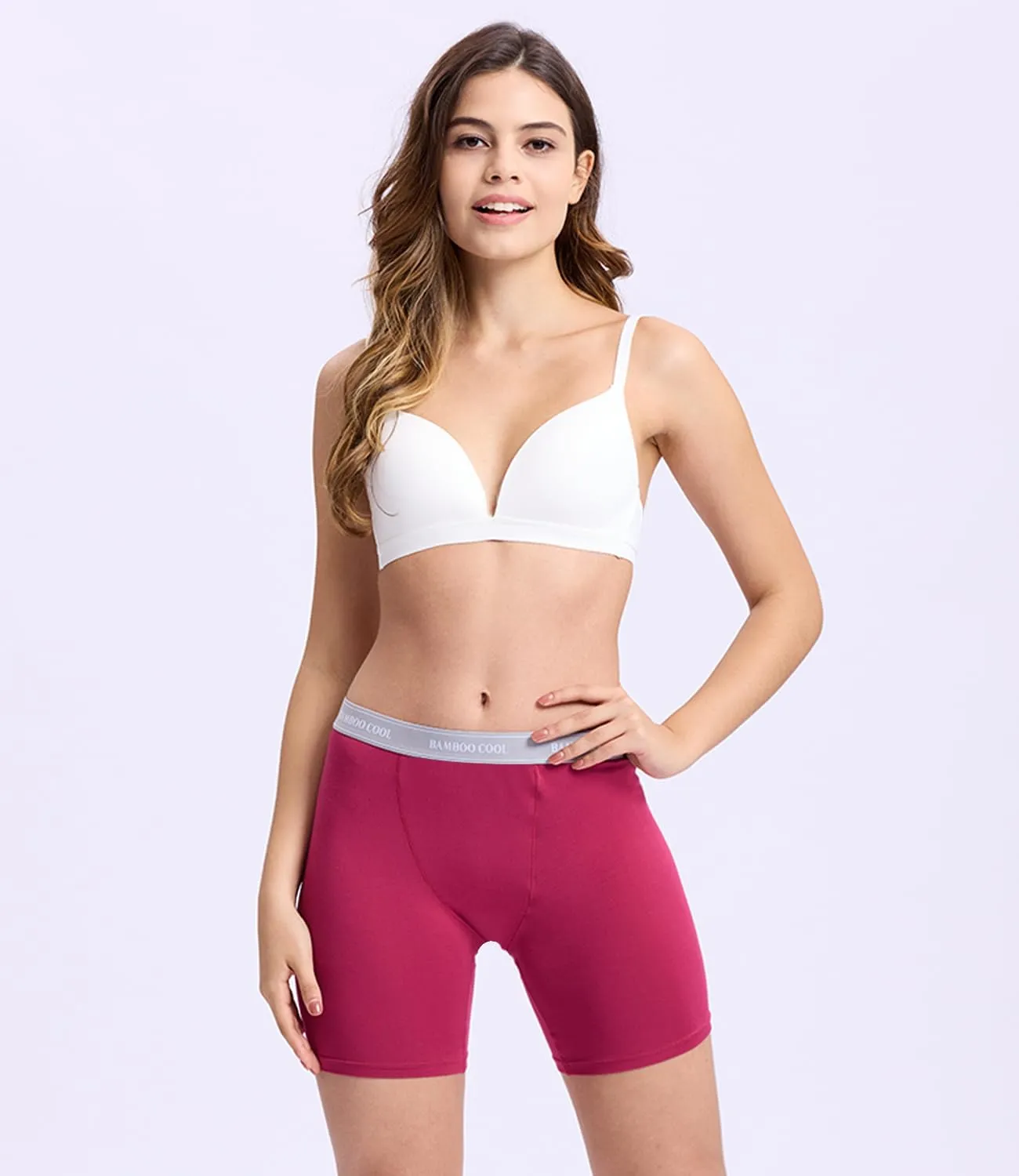 BAMBOO COOL Womens Boxer Briefs Boy Shorts Underwear Soft Stretch Panties for Women, 5-Pack