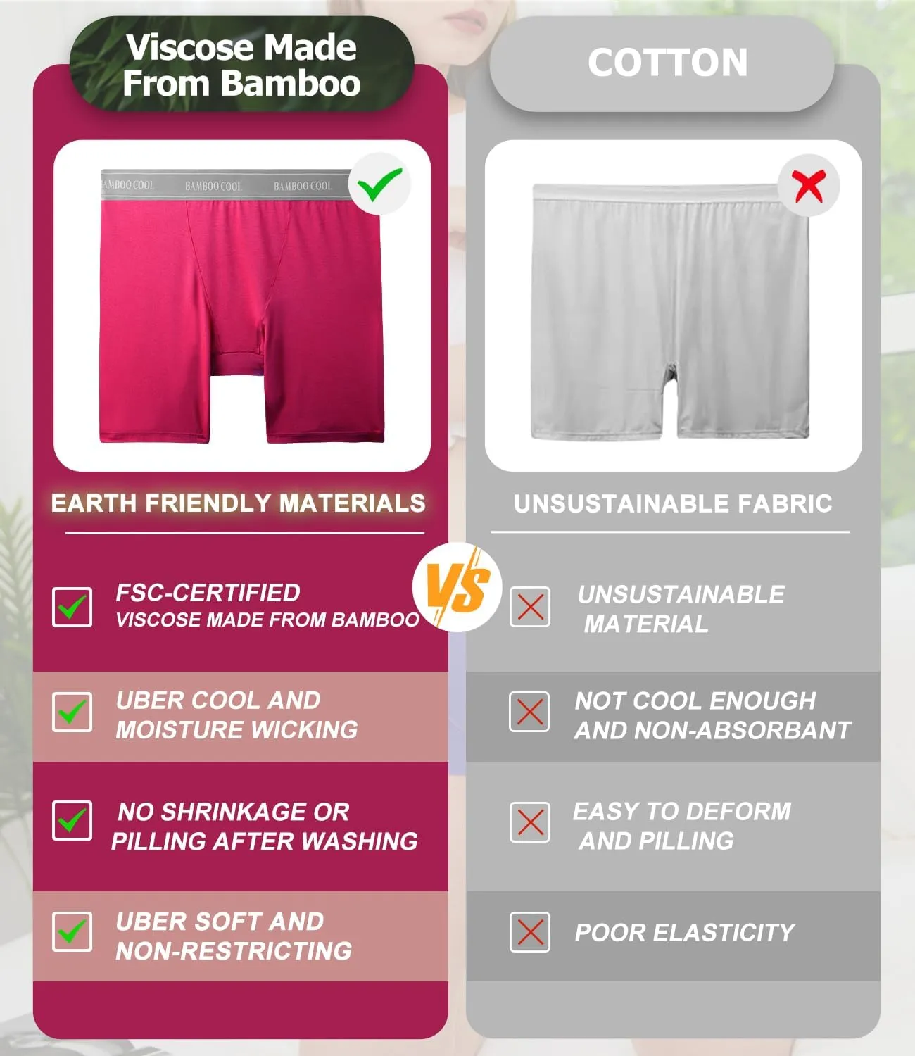 BAMBOO COOL Womens Boxer Briefs Boy Shorts Underwear Soft Stretch Panties for Women, 5-Pack