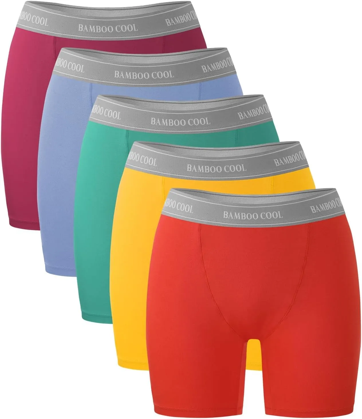BAMBOO COOL Womens Boxer Briefs Boy Shorts Underwear Soft Stretch Panties for Women, 5-Pack