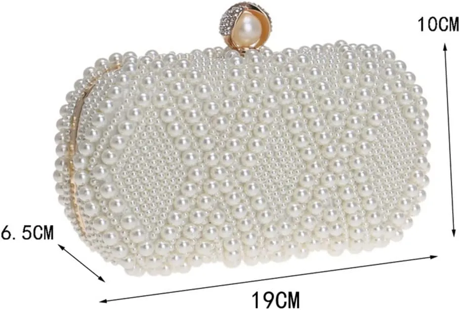 Beaded Women Evening Bags Full Pearl Small Clutch Bag Purse Holder Chain Diamonds Party Wedding Shoulder Handbags
