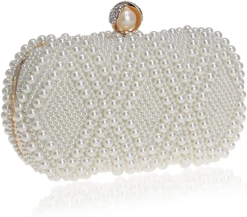Beaded Women Evening Bags Full Pearl Small Clutch Bag Purse Holder Chain Diamonds Party Wedding Shoulder Handbags